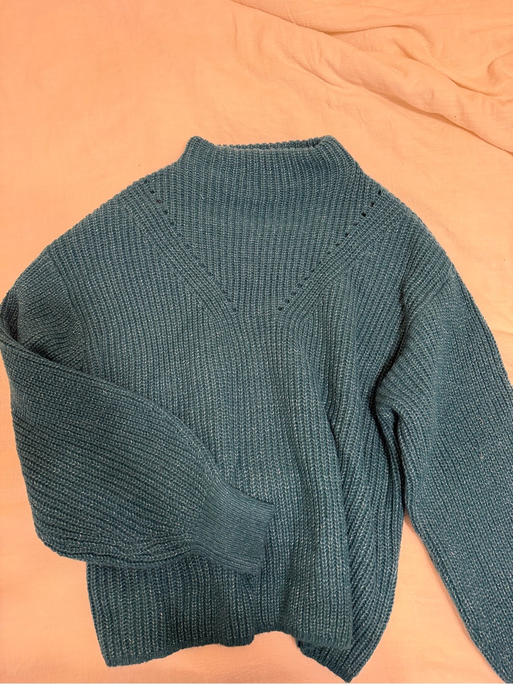 Cozy Teal Ribbed Mock Neck Sweater
